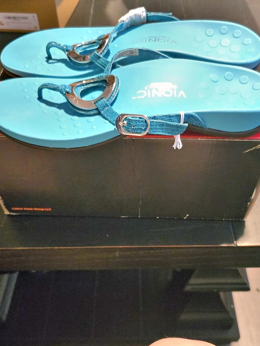 Vionic Karina Turquoise Lizard Women's Sandals NWT